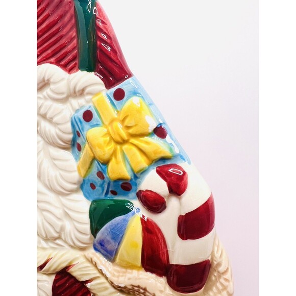 Vintage Jay Import Santa Cookie Platter Ceramic Christmas Tray 16” Plaid - Picture 4 of 14